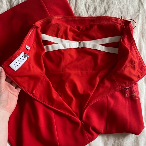 Tanya Taylor resort 2018 strapless red dress with floral detail - Picture 8 of 12